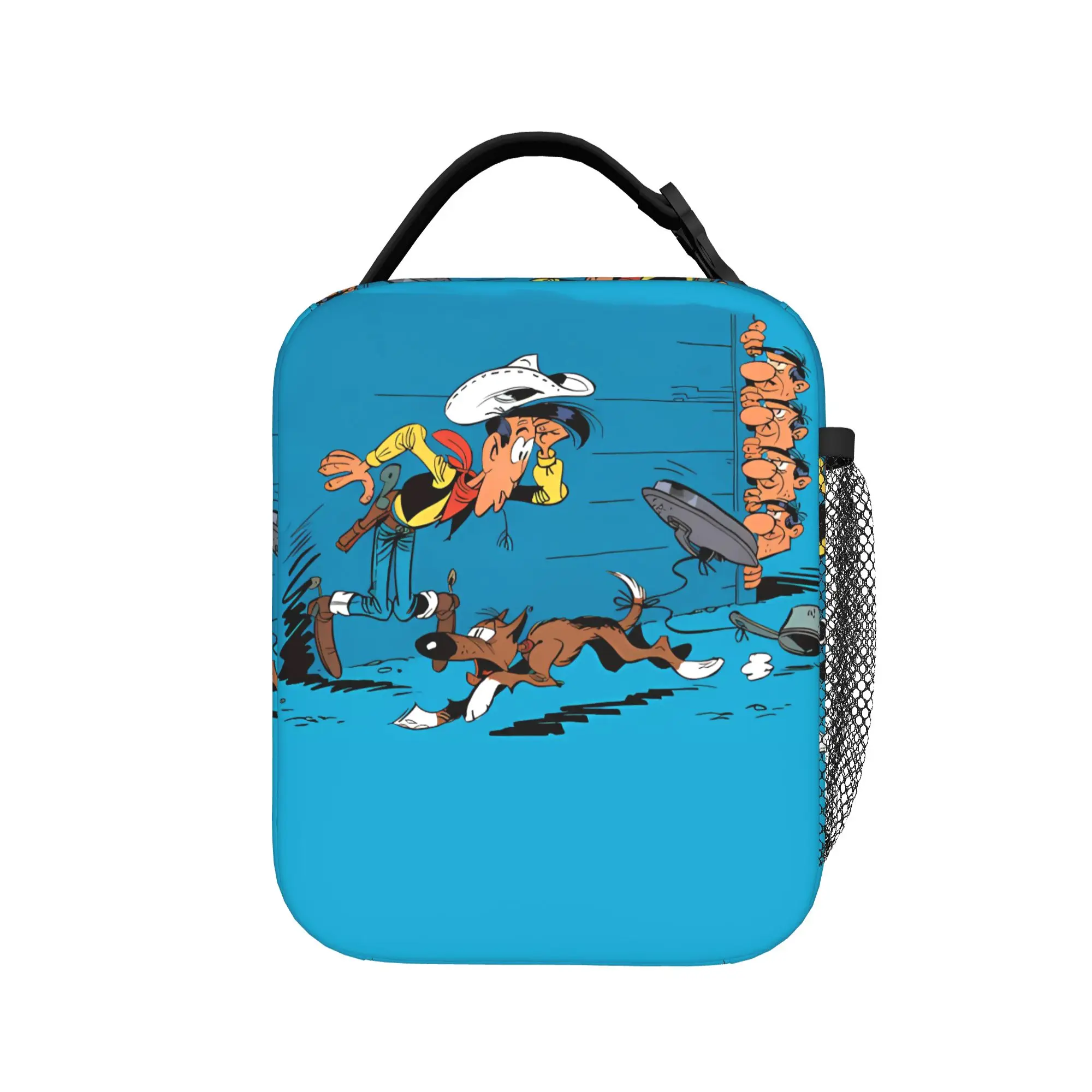 Lucky Luke Cartoon Comics Lunch Bag  Casual Lunch Box School Portable Insulated Thermal Tote Handbags For Women Print Cooler Bag