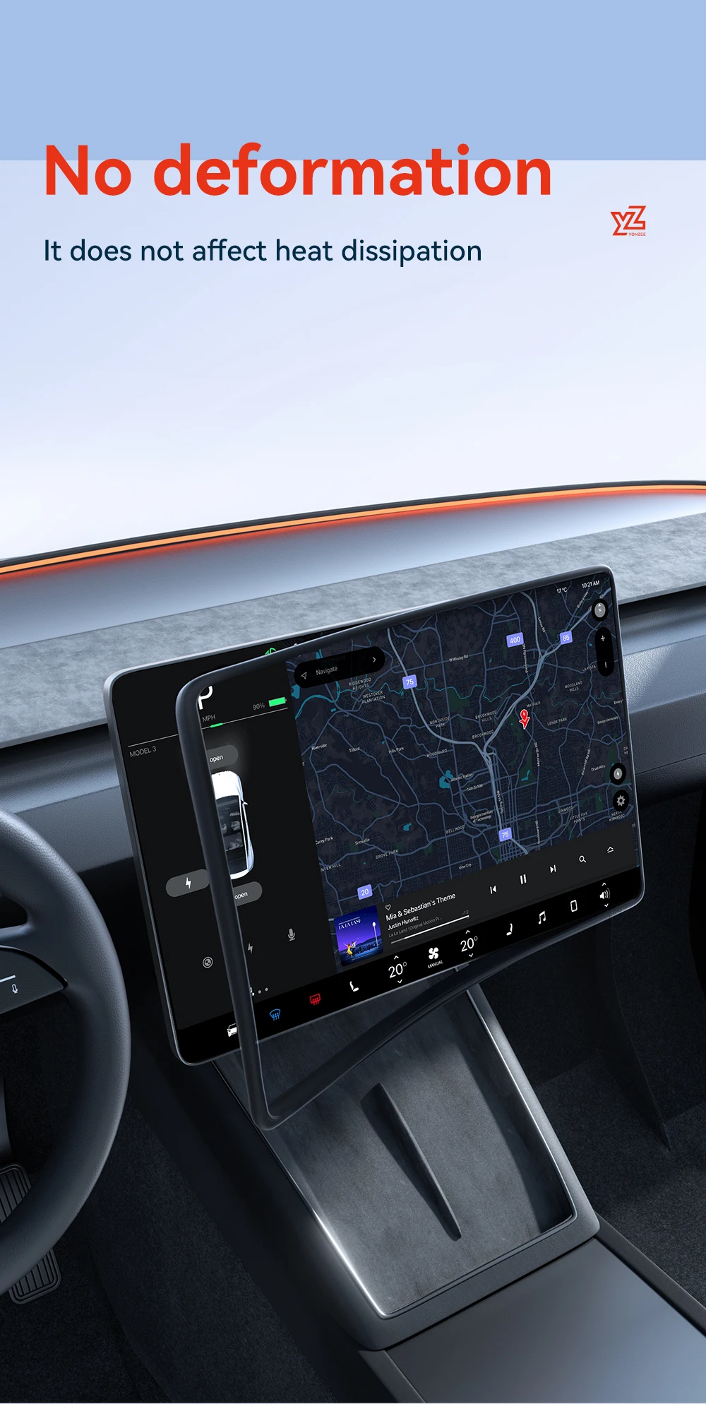 YZ Für Tesla Model 3 Y/YL Highland Juniper 2021-2026 TPU Schutzabdeckung Zentrales Steuerungsdisplay Navigationsbildschirm-Schutzfolie – Detail 13