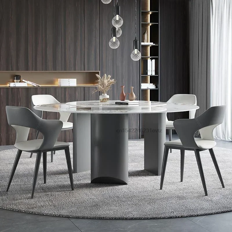 Set furnitur dapur Mesa restoran, meja makan bulat kelas atas minimalis Modern untuk 10 orang