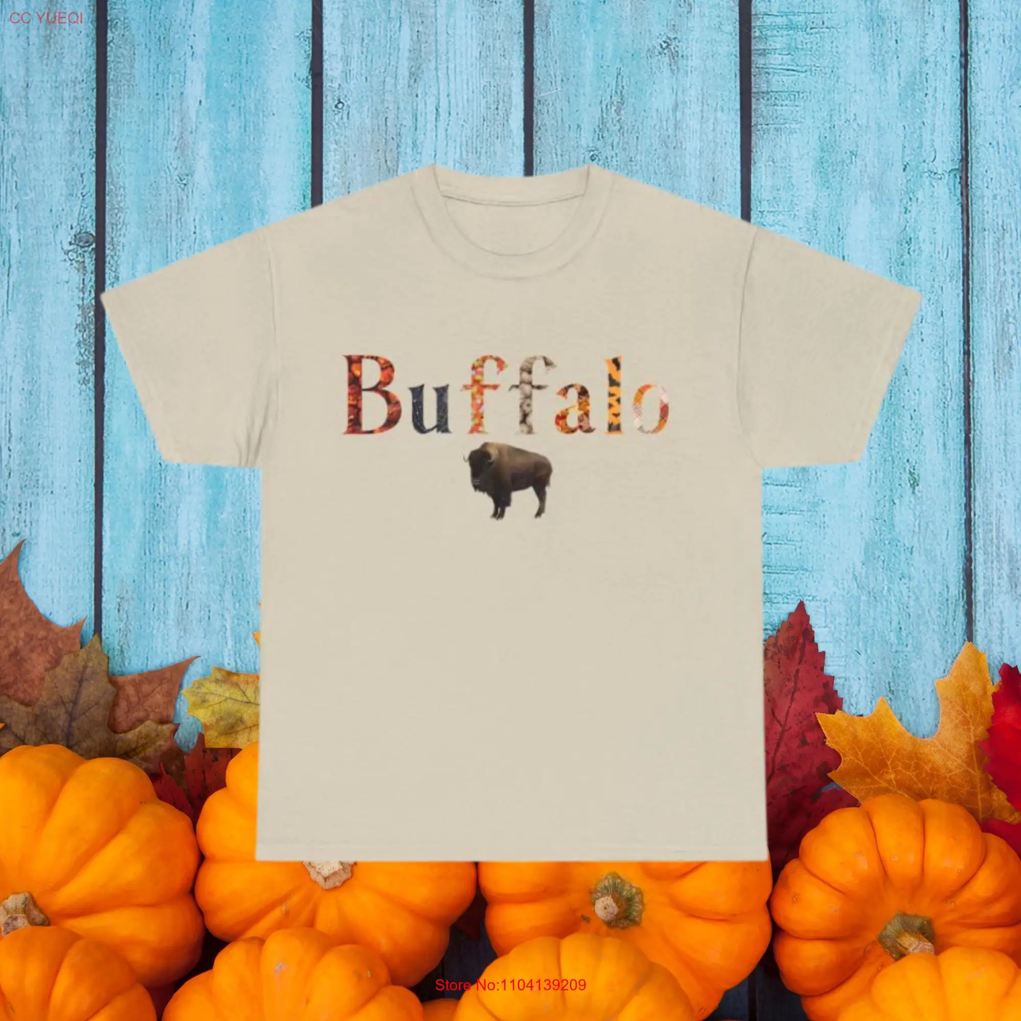 

Футболка из плотного хлопка Buffalo NY Autumnal Fall Halloween с длинными или короткими рукавами
