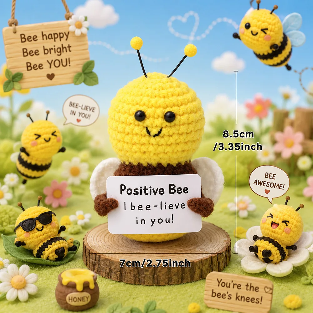Positive Energie häkeln Puppe Taschenumarmung handgemachte gestrickte Plüsch Kartoffel Pflanze Avocado Biene Schildkröte Ente lustige emotionale Unterstützung Geschenk