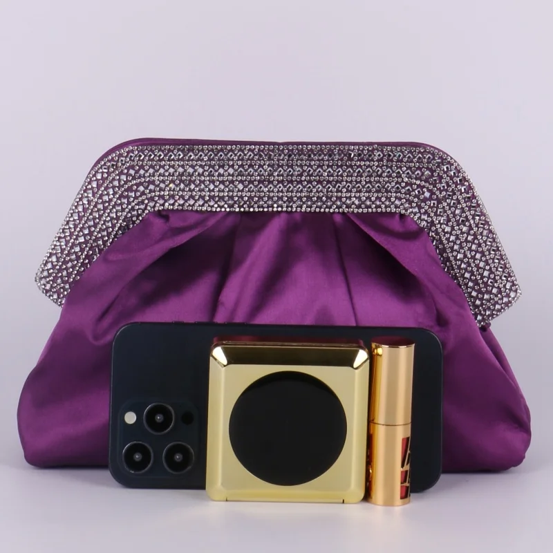 New fashion simulation silk diamond decorative bag mouth banquet bag, ladies daily all-match clutch