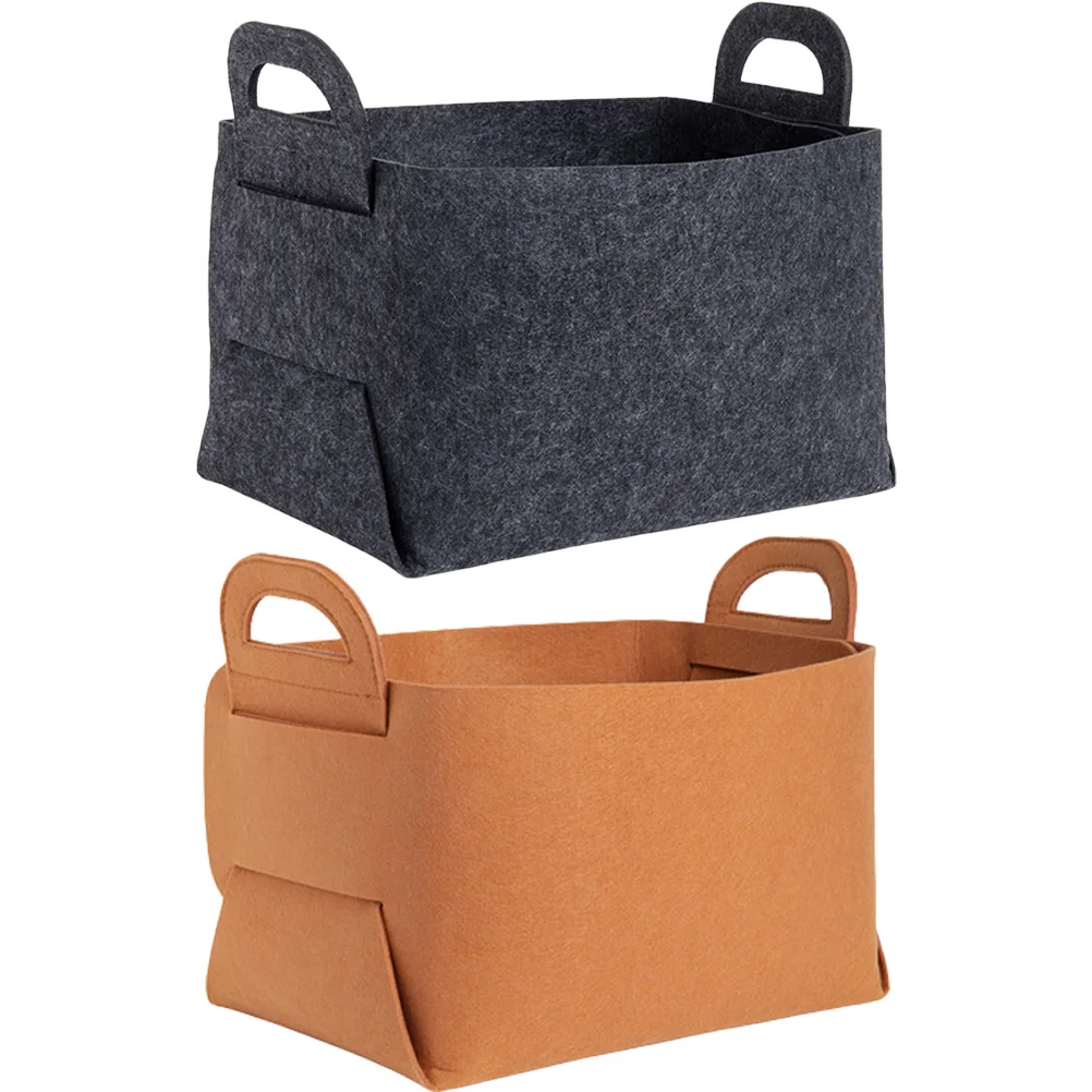 

2pcs Felt Storage Box Desktop Organizer Home Use Sundries Case Cube Bin Fabric Container For Cosmetics Jewelry Stationery