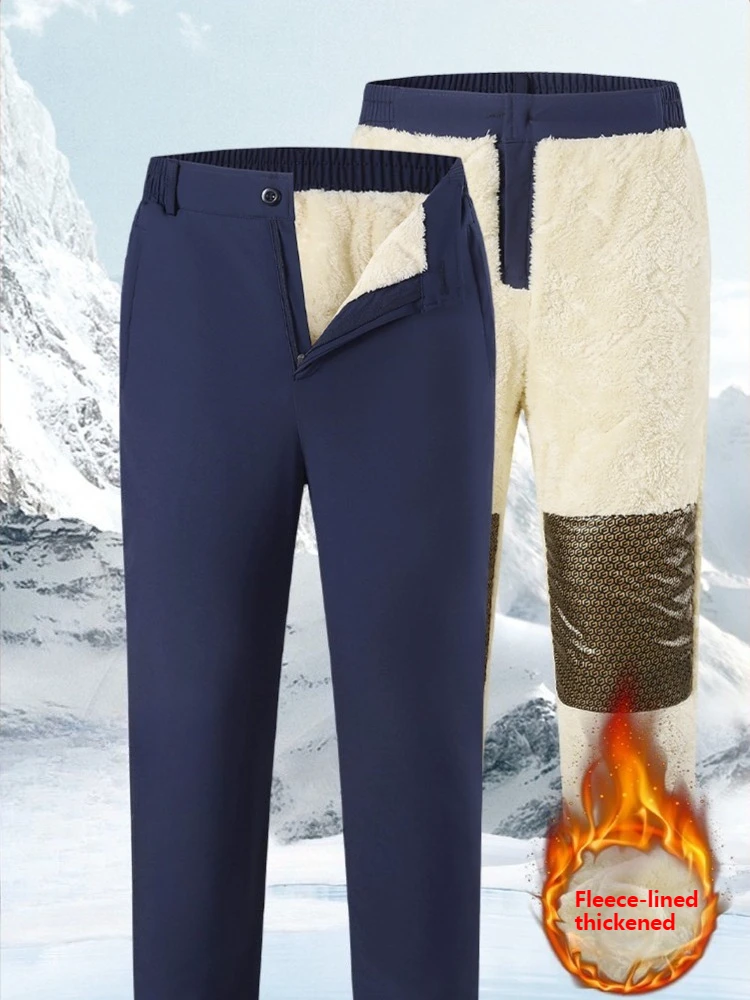 

Большие размеры 6XL, зимние флисовые повседневные брюки, мужские прямые брюки, утепленные теплые брюки, водонепроницаемые длинные брюки, ветрозащитные брюки