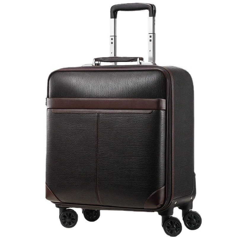New high-end suitcase, leather case 18-inch universal wheel trolley case, big business man, travel boarding