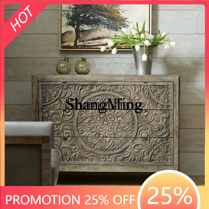 

CL three-bucket cabinet, retro carved entrance table decorative locker on the side of the meal