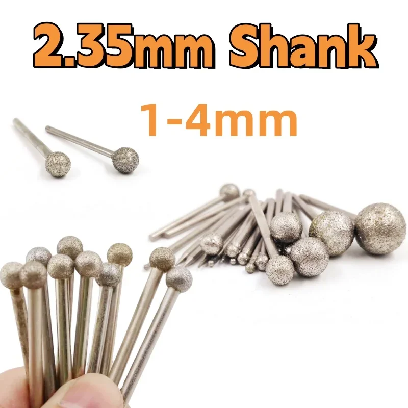 

Ball Diamond Grinding Head 2.35mm Shank F-Needle Burr Grinding Bit Carving Engraving Bits for Jade Glass Dremel Rotary Tools