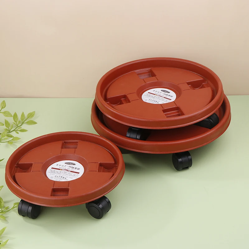 Heavy Duty Plant Pot Roller Tray Round Plastic, Universal Movable Base with Wheels for Indoor/Outdoor