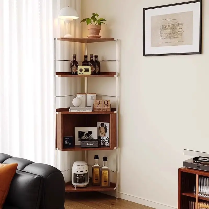 

Retro solid wood corner rack, living room corner display triangular cabinet, bedroom small apartment corner