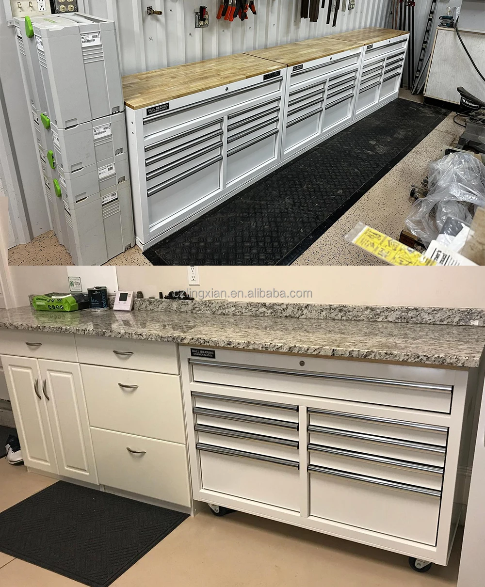 In 9 Drawers Storage Cabinet Metal Work Bench Tool Cabinet Workshop Tool Cabinets Chest With Solid Wood Top