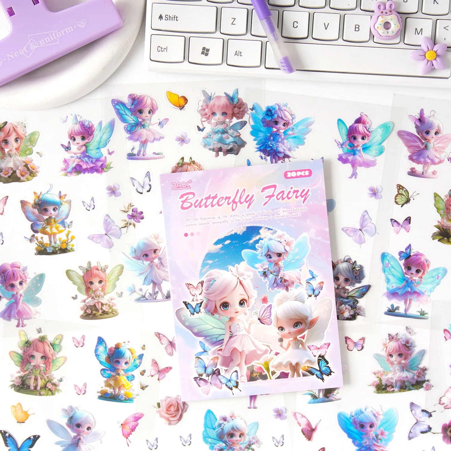 

20pcs/1lot Kawaii Scrapbook Stickers Wanxiang Biology Junk Journal Gold Planner Stationery Sticker Planner Decorative