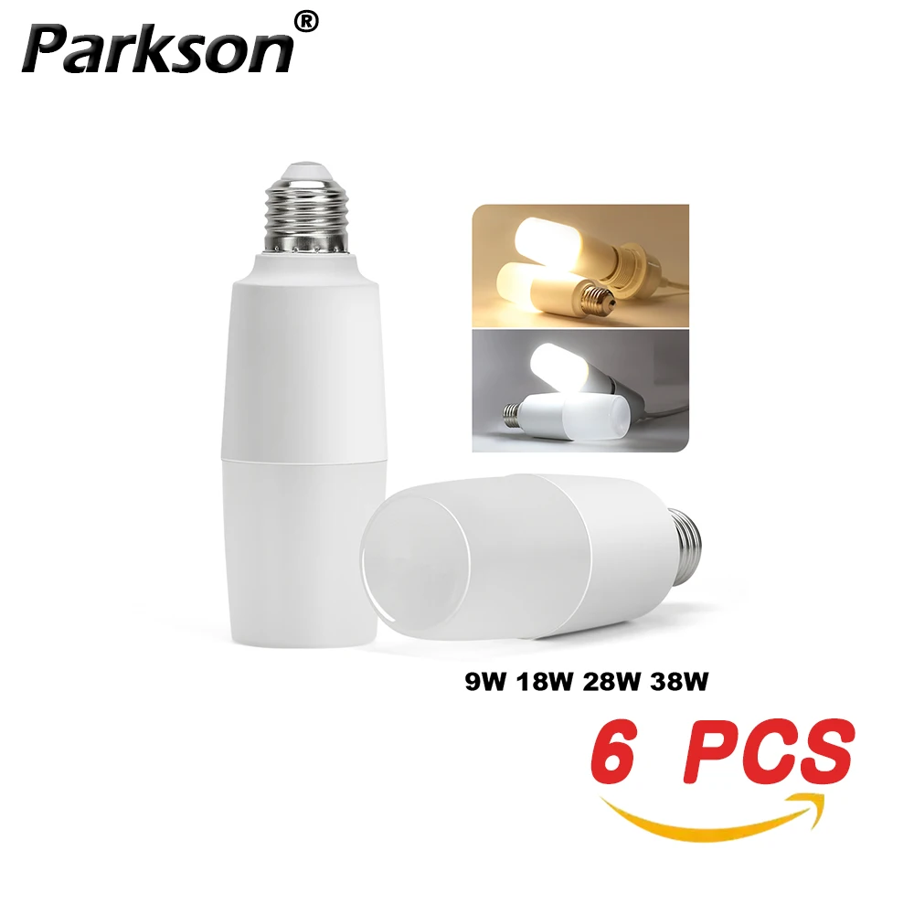 

6pcs E27 LED bulb AC 220V SMD2835 9W 18W 28W 38W Cylinder LED Lamp Saving Cold Warm White Led Bulbs Spot For Indoor Light