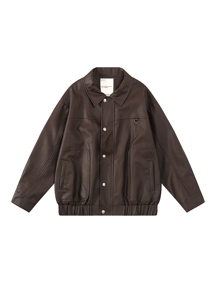 Saoe Early Girl الخريف الشارع Sle خمر ملابس خارجية المرأة جلدية Jaet Merald Street Faion فضفاضة تناسب طويلة Sve