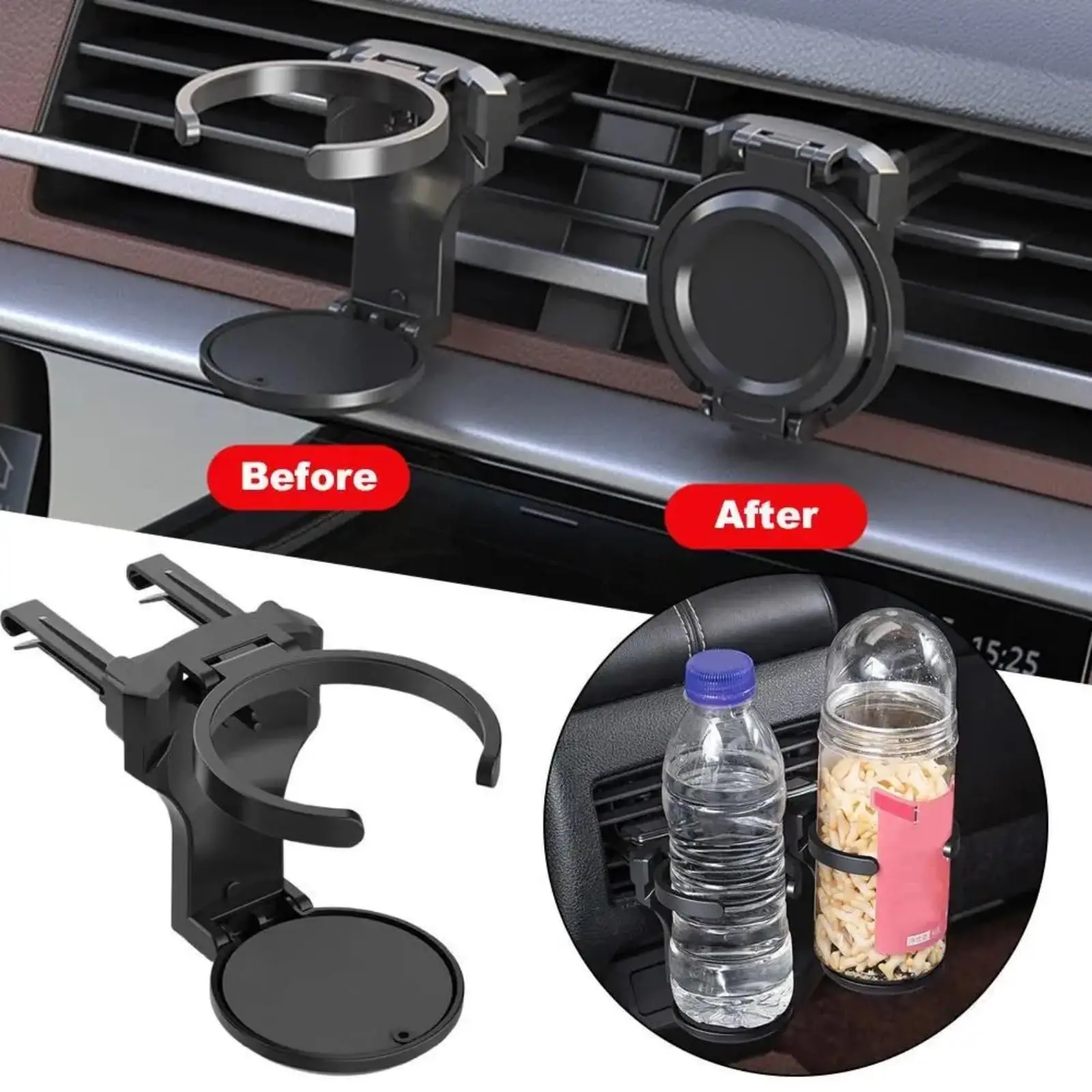 Foldable Car Air Vent Cup Holder, Universal Auto Drink Mount, 360° Rotating Beverage Stand Foldable Car Air Vent Cup Holder, Universal Auto Drink Mount, 360° Rotating Beverage Stand