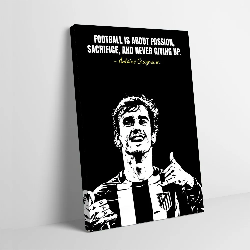 Póster con cita de fútbol de Antoine Griezmann, pintura en lienzo impresa personalizable, arte de pared, regalo para decoración estética, decoración de pared