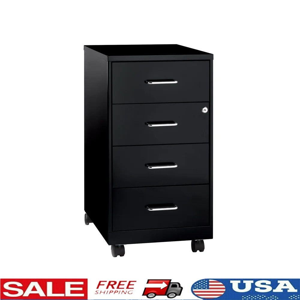 

18-дюймовый мобильный картотечный шкаф с 4 ящиками, стальной органайзер, запираемый прокат для хранения, офиса, дома, небольшое пространство