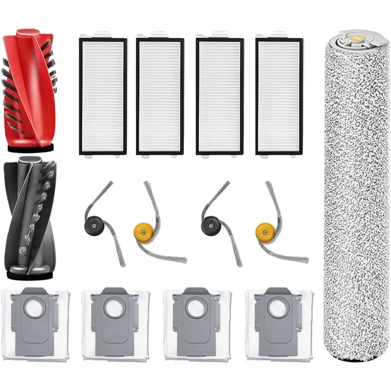 

AT28-For Roborock Qrevo Curv 2 Flow Replacement Parts Robot Vacuum Cleaner Main Brush, Side Brushes, Filters, Dust Bag Included