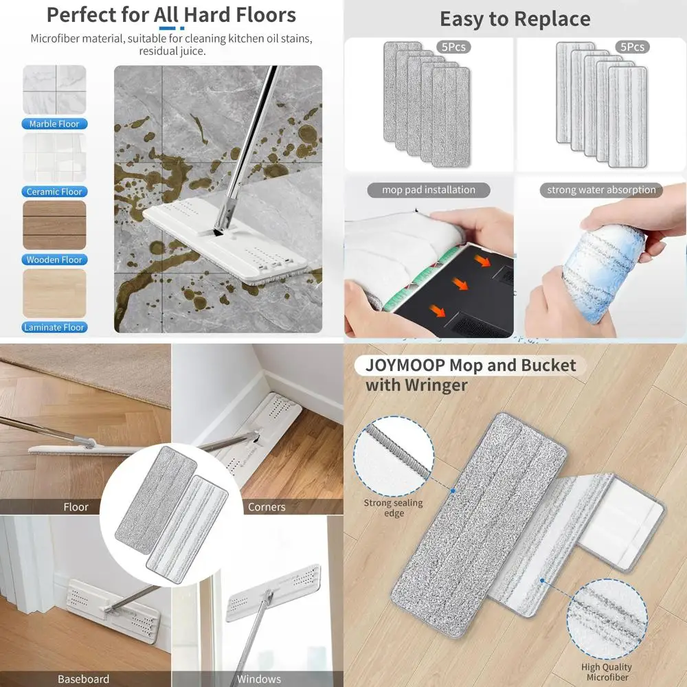 

10 Pack Joymoop Mop Pads, 15x4.9 Washable Universal Mop Heads, Fits 11-14 Mops