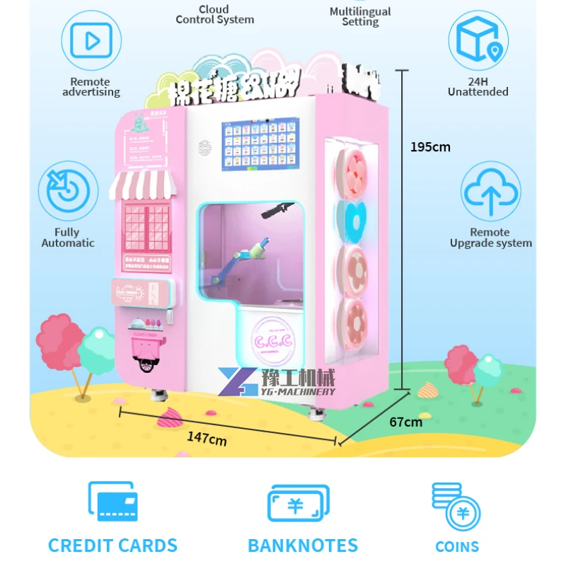 Automatische Commerciële Slimme Marshmallow Making Machine Suikerspin Maker Machine Robotmachines voor kleine bedrijven