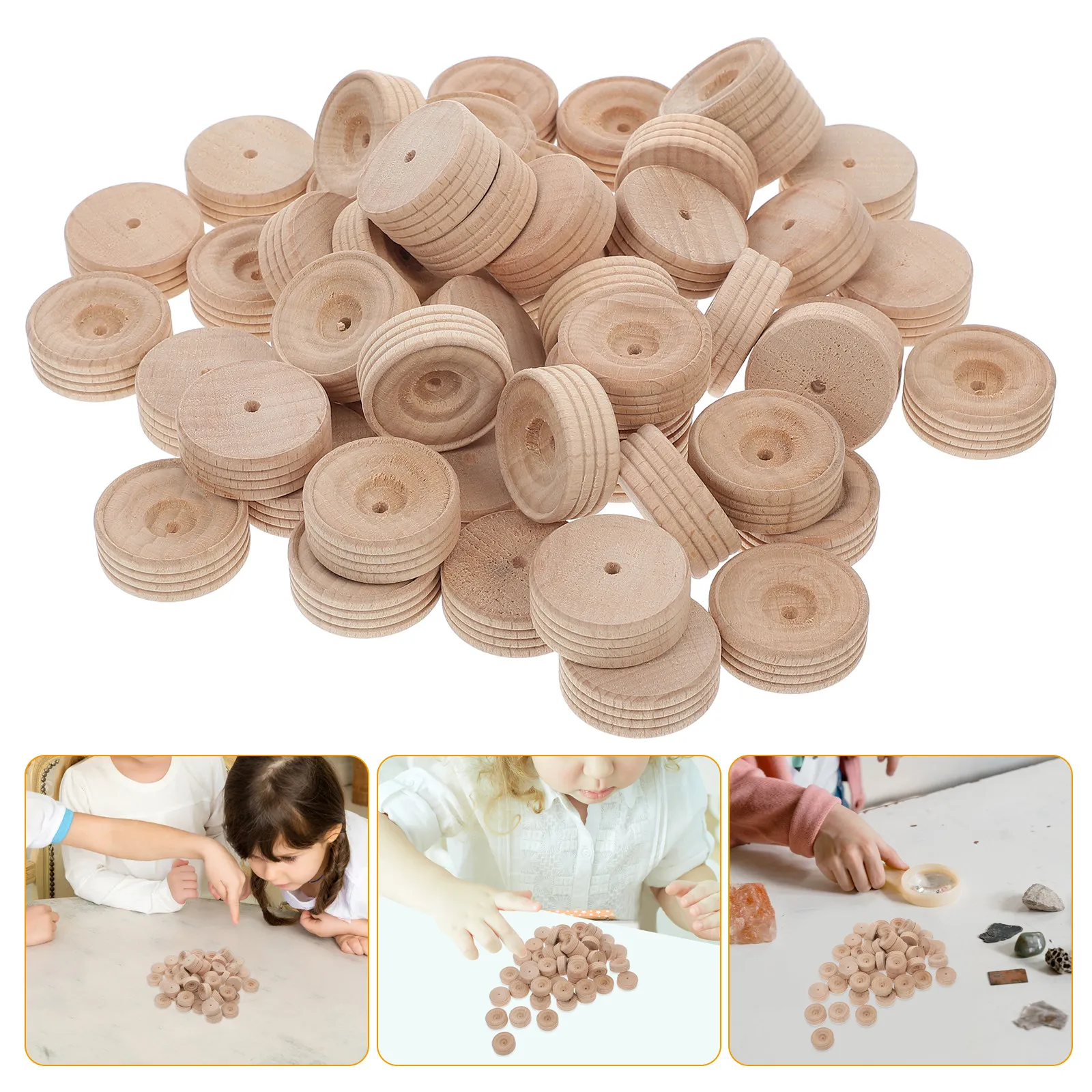 50Pcs Wooden Wheels for Kids DIY Crafts Smooth Small Wheels Perfect for Learning Handmade Car Projects Creative Parts