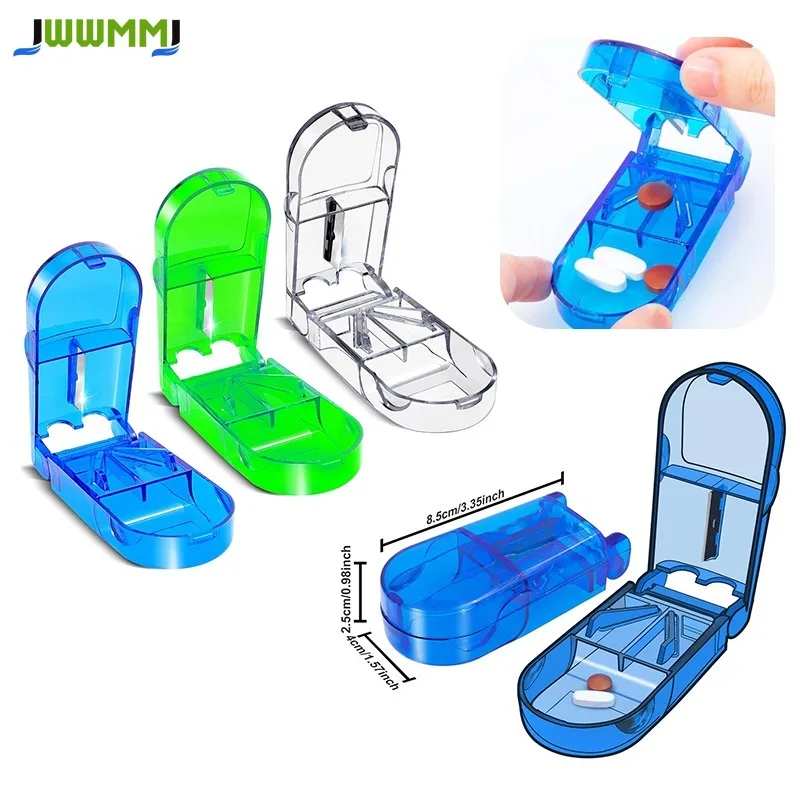 1Pcs Pill Cutter,Portable Travel Small Pill Box Case Holder,Purse Medicine Container for Cutting Vitamins Tablets