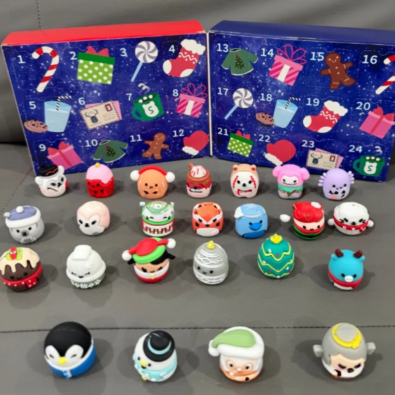 Christmas Countdown Calendar Blind Box Micromallows 24-Day Advent Calendar Soft Vinyl Figures Mini Holiday Party Decor New Year