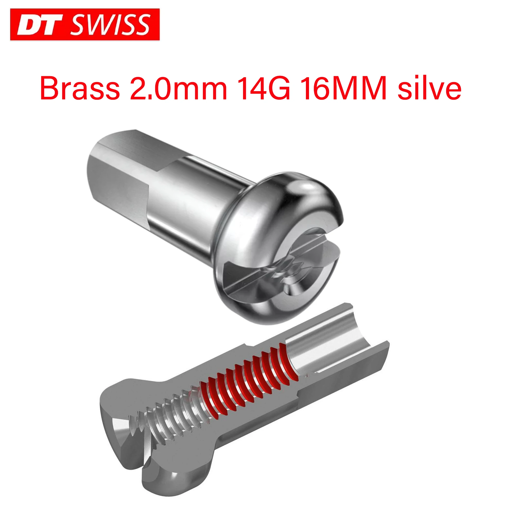 DT Swiss Pro Lock Spoke Nipple Brass 2.0mm 14G 16MM silver NEW