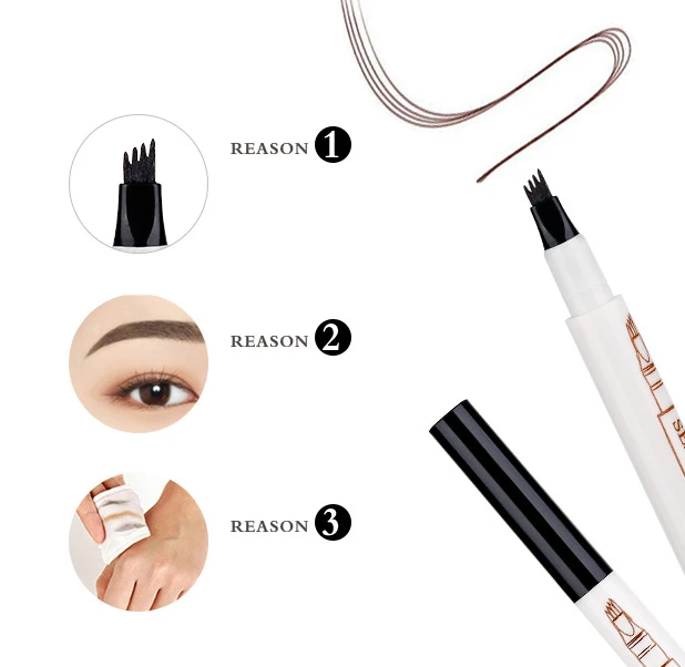 Jimwood 4 Head Eyebrow Marker Pencil Waterproof Microblading Eyebrow Thin Tattoo Pen Eyebrows Shades Makeup Eye Brow Pencil