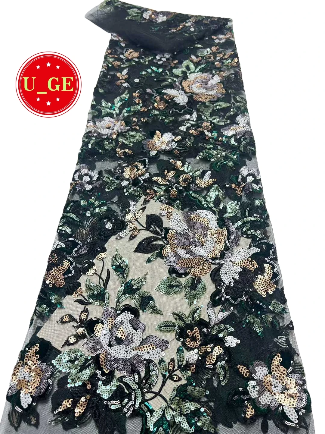 

2026 Популярная вышитая сетчатая кружевная ткань с блестками - австрийский высококачественный элегантный текстиль для вечерних платьев 2026 U_Ge5378