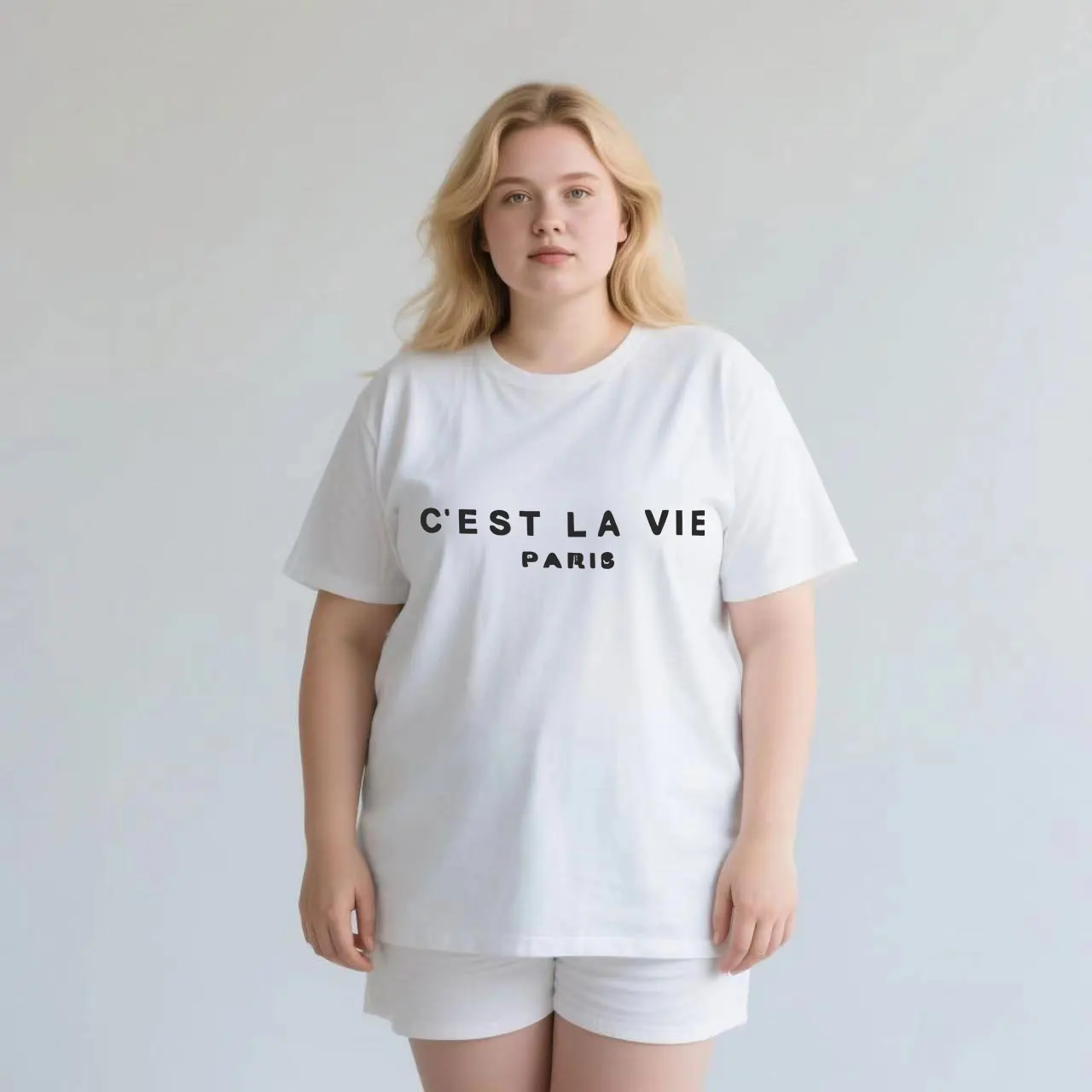 

plus size Ladies' casual short sleeved T-shirt white