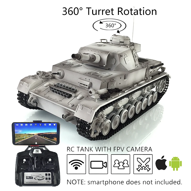 

Pro Ver Henglong 1/16 Snow 7.0 FPV Panzer IV F RTR RC Tank 3858 360 Turret Rotation Metal Tracks Wheels TH17394-SMT7