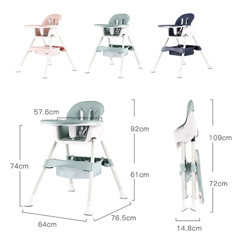 Silla de alimentación alta multifunción para bebé, mesa de comedor plegable para niños, asiento elevador portátil para niños, altura ajustable