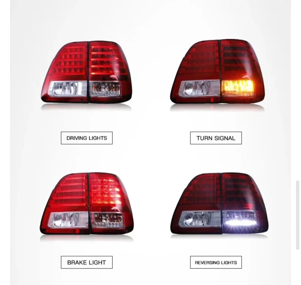 1Pair Car Tail Lamp Rear Lamp Modified LED Tail Light Turn Signal Lamp Brake Light For Toyota LAND CRUISER FJ100 2000-2007