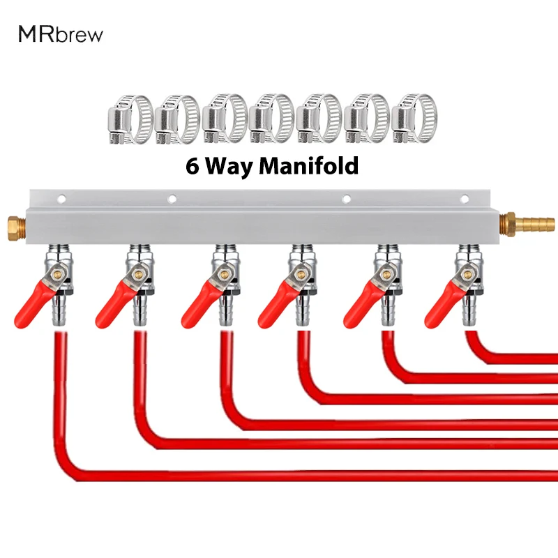 Gas Manifold Beer Gas Distributor Homebrew Air Distributor CO2 Manifold Splitter 5/16