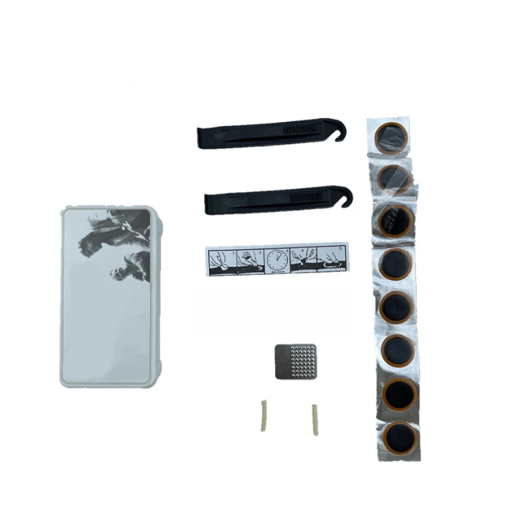 Bike Tire Repair Kit for On-the-Ride Repairs with 2 Tire Levers 1 Metal File 8 Patches for For mountain Road For Gravel