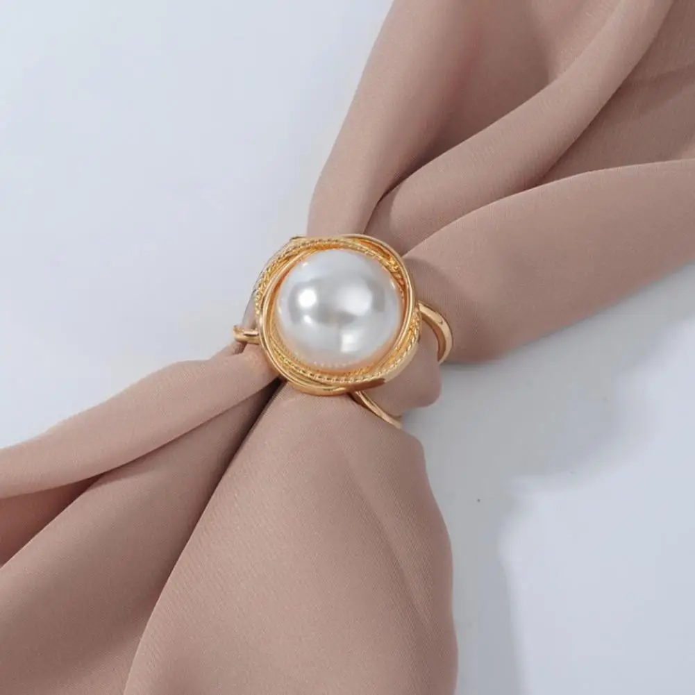 Alloy Scarf Slide Alloy Silk Scarf Ring with Faux Pearls Elegant Round Scarf Buckle Clip Retro Holder for Women’s for Women