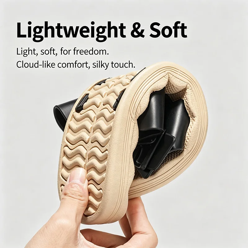 Men's Casual Buckle-Adjustable EVA Slip-On Soft Sole Slippers for Home Beach Sandals  Indoor Outdoor Slides Non-slip Flip-flop