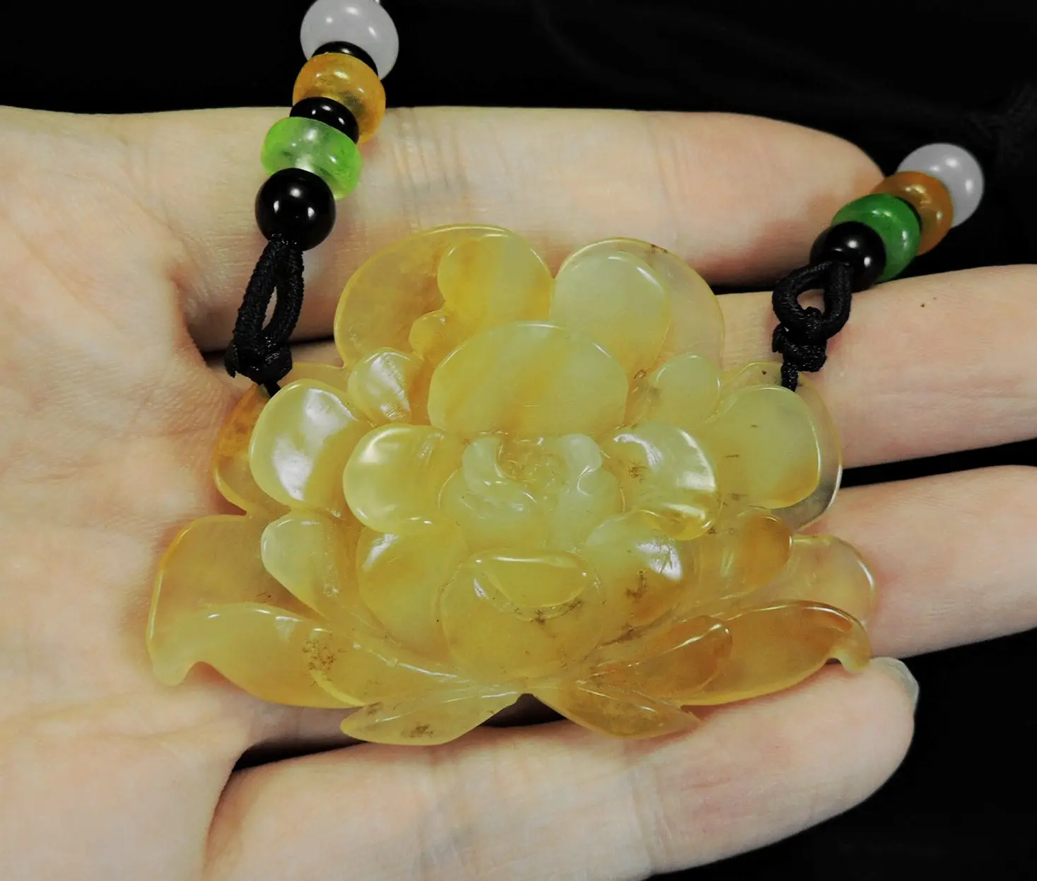 Jade Jewelry Natural Jade Pendant Necklace Hand-Carved peony flower Jadeite Necklace Pendant Gift No Treatment 055j