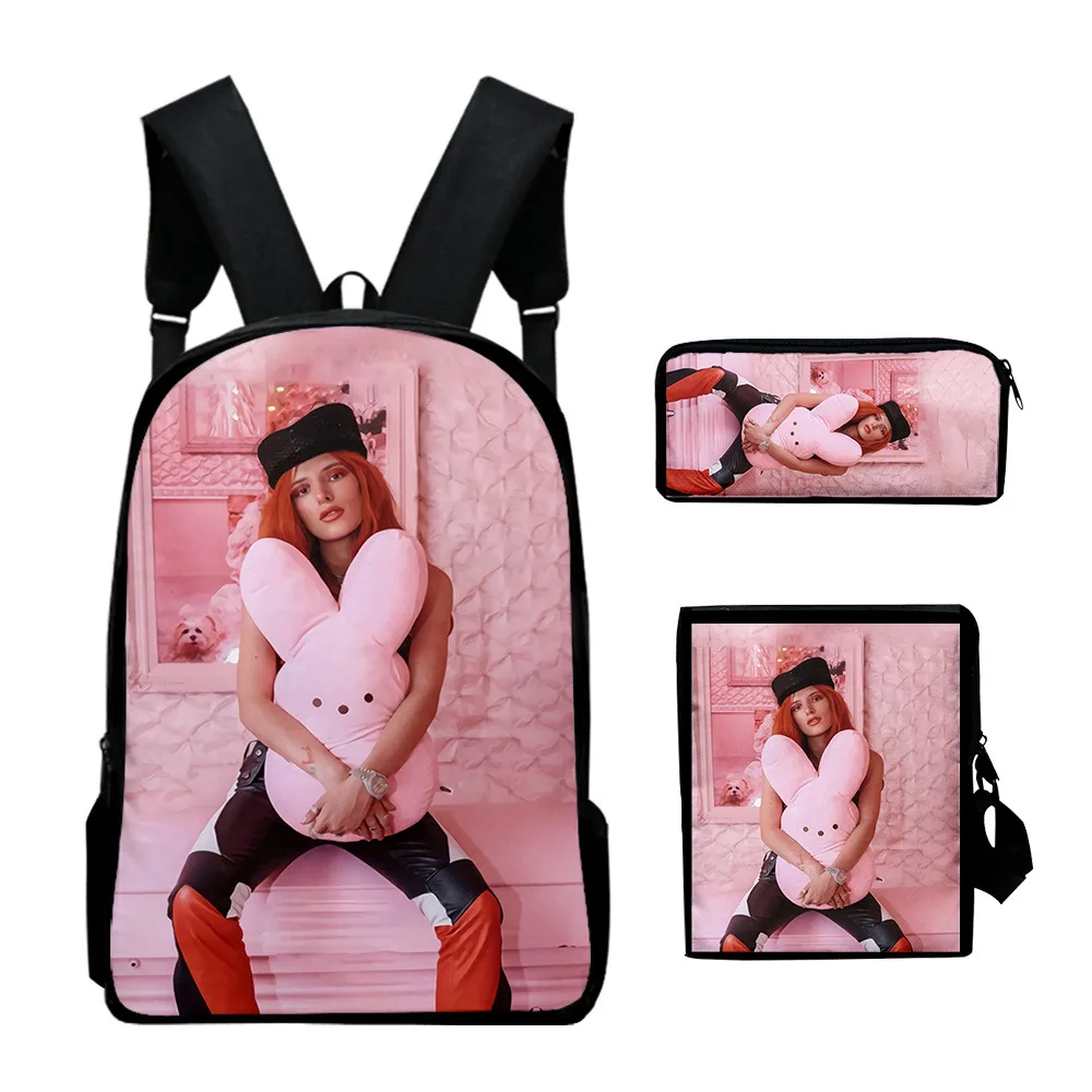 Luxury Popular bella thorne 3D Print 3pcs/Set pupil School Bags Laptop Daypack Backpack Inclined shoulder bag Pencil Case