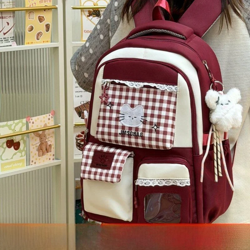 2026 New Large Capacity Double Layer Backpack for High School Students Women's Campus Class Bag with Multiple Compartments