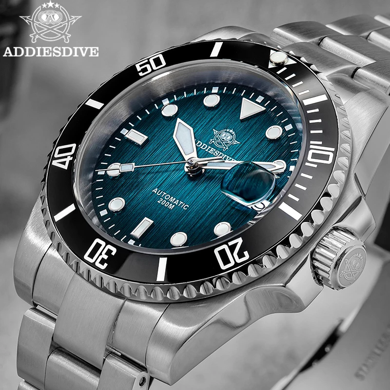 ADDIESDIVE Fashion 41mm Men‘s Watch 200m Waterproof Sapphire Glass Mechanical Wristwatch Ceramic Bezel Luminous Sports Watches
