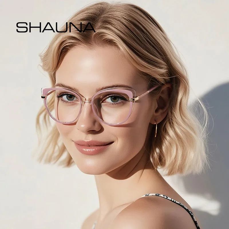 

SHAUNA модные женские очки «кошачий глаз» TR90, оправа для очков с защитой от синего света UV400