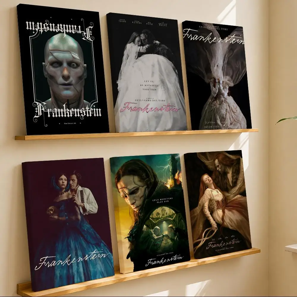 Gothic Horror Movie F-Frankenstein Framed Wall Painting Canvas Art Poster with Solid Wood Frame for Living Room Home Decor
