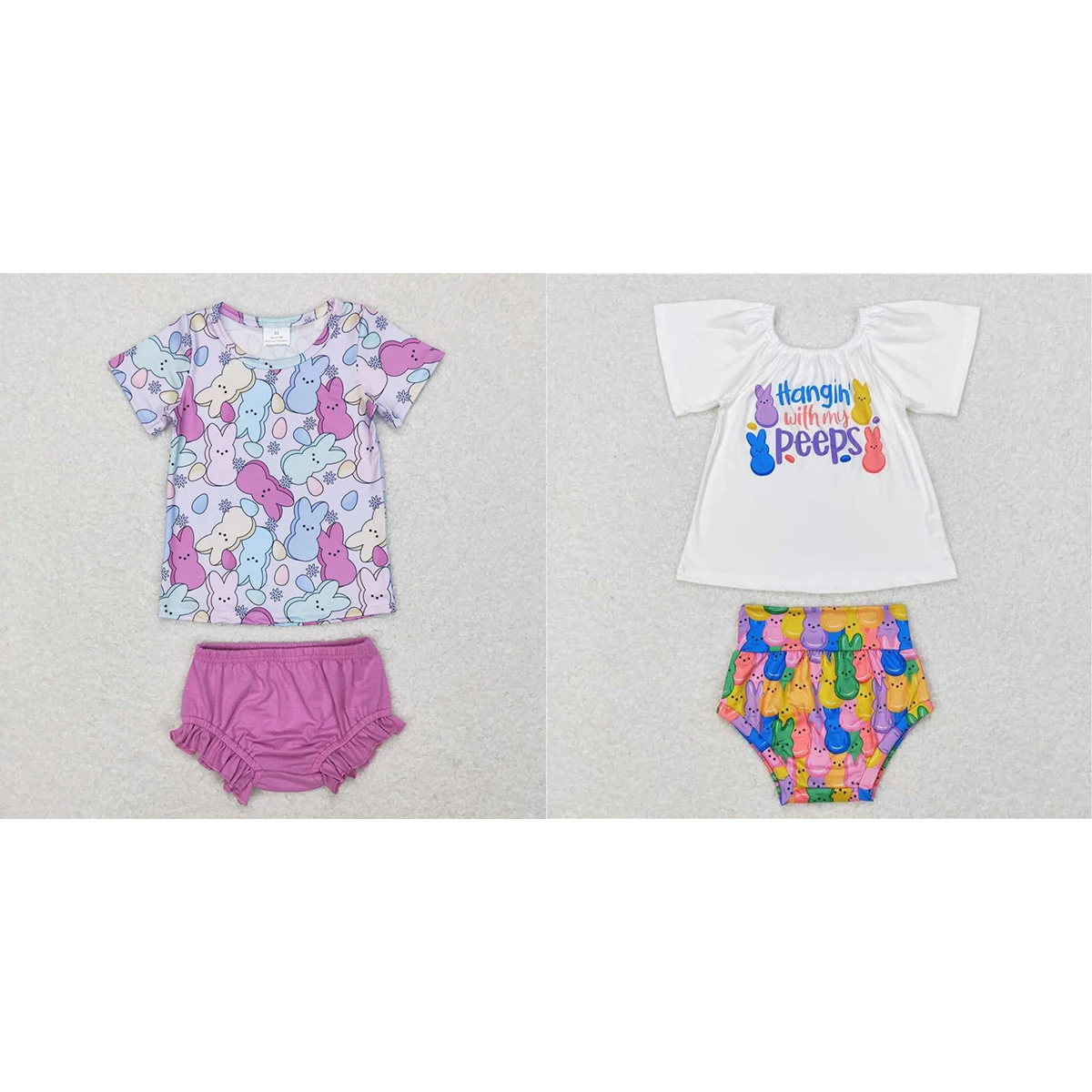 

Wholesale Children Baby Girl Toddler Eater Rabbit Sets Kids Long Sleeves Cotton Shirt Bunny Bummie Shorts Infant Hunting Outfit