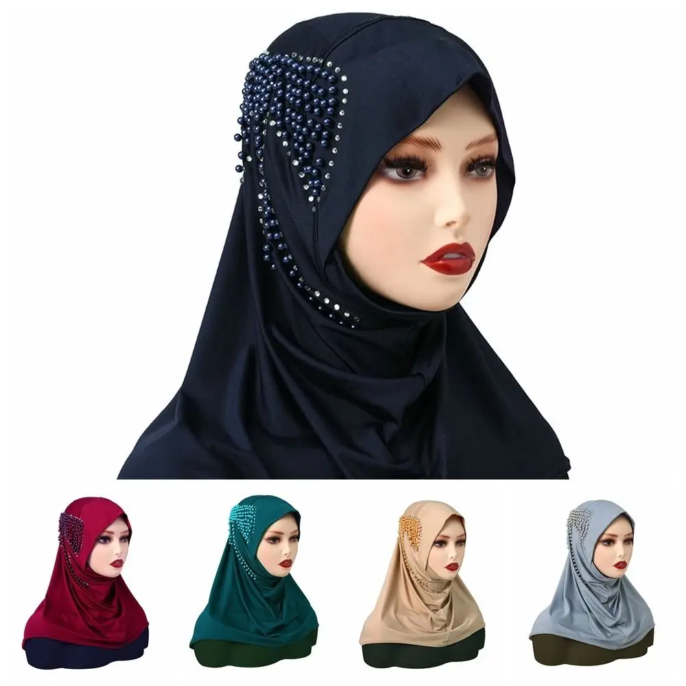 Hijab instantáneo de LICRA de cobertura completa, bufanda interior transpirable elástica de Color sólido, ropa islámica