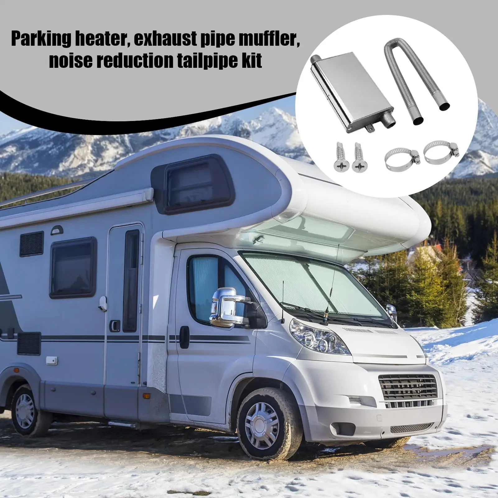 

Car Muffler Car Parking Heater muffler with Vent Hose Parking Heater Muffler with Clamps for Automotive Truck RV Vehicle Engine