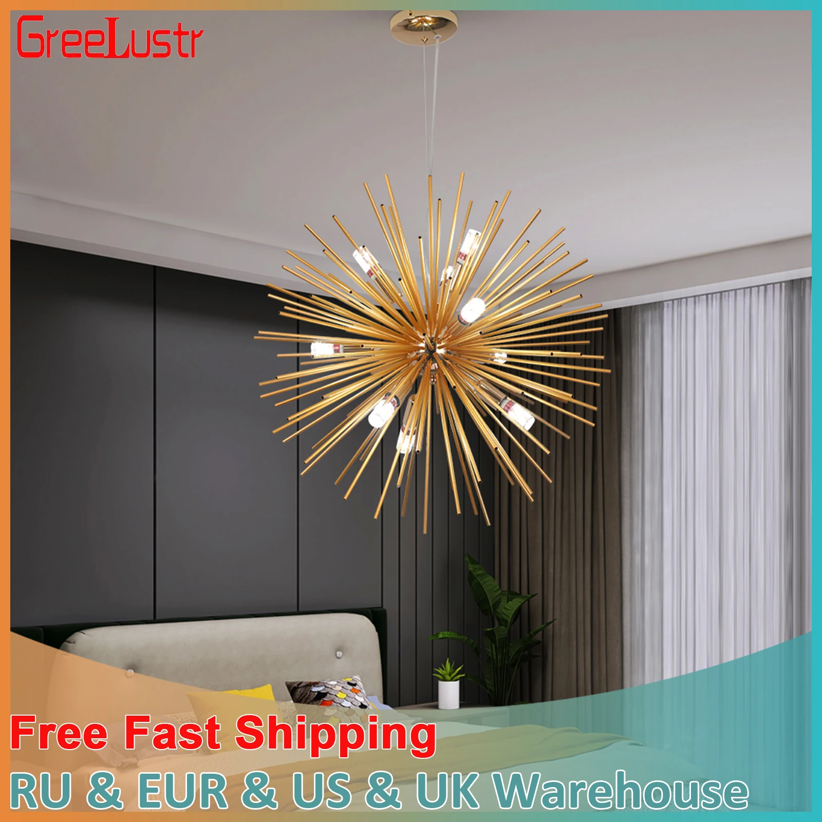 Modern Pendant Light Creative Led Gold Chandelier Kitchen Island Hanging Ceiling Lamp Living Dining Room Retro Plafon Home Decor