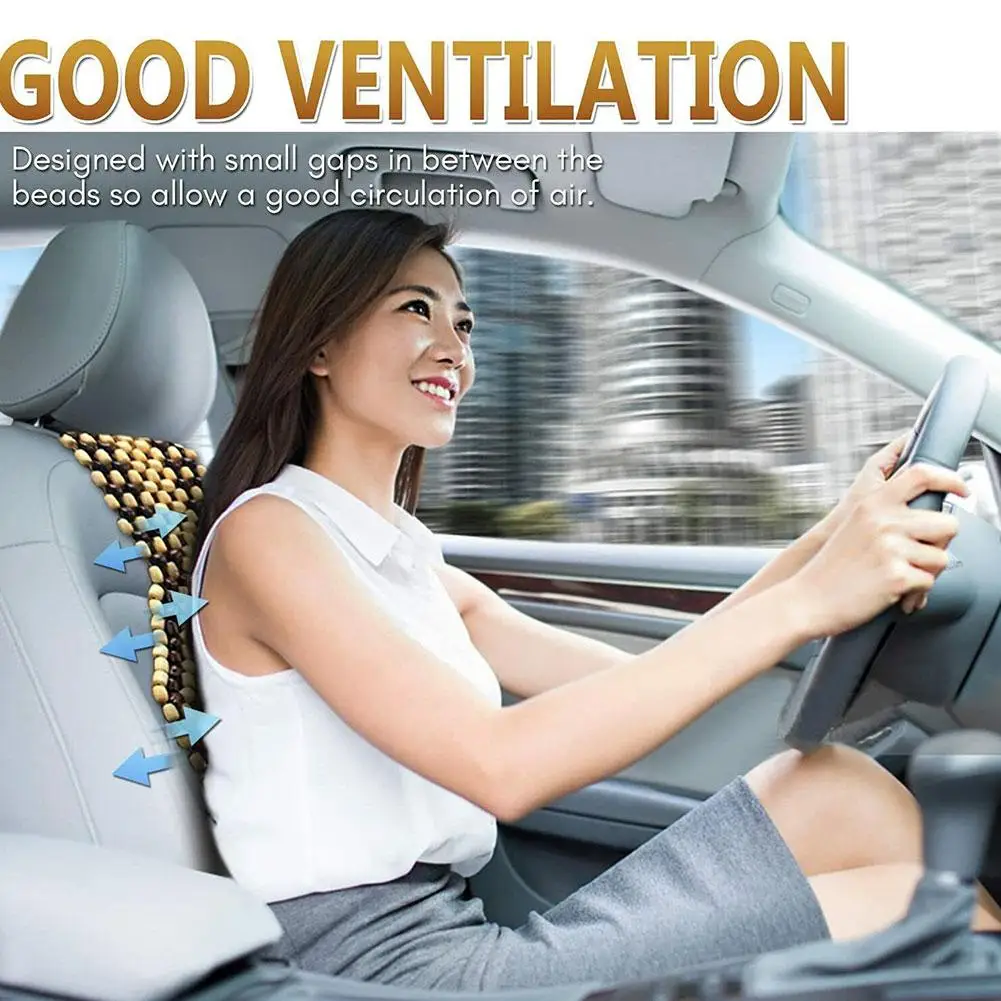 

Universal Wood Beaded Car Seat Cushion Relieve Back Chair Car Automobile Wooden Bead Massage Seat Office Pain Cushion Disco A7P5