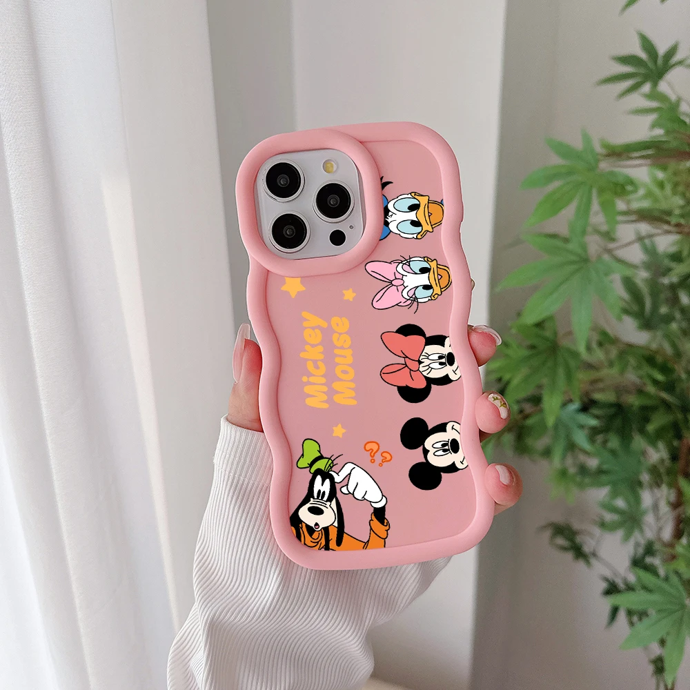 Bonita funda de teléfono de Anime de Mickey y Minnie, carcasa trasera de TPU suave de Color caramelo para IPhone 16, 15, 14, 13, 12, 11 Pro Max, XR, XS, X, 7, 8 Plus, SE20