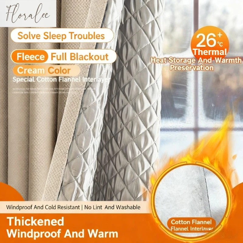 

Thick Thermal Insulation Winter Warm Curtains for Living Room Bedroom Windproof Soundproof Sandwich Cotton Curtain Custom Home